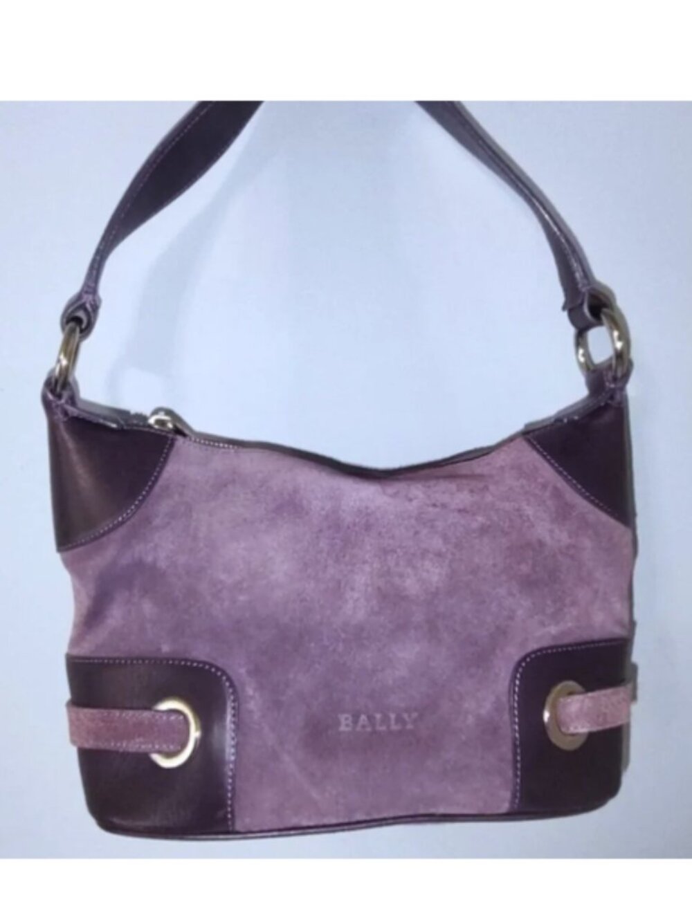 Bally suede leather grommet shoulder bag EUC